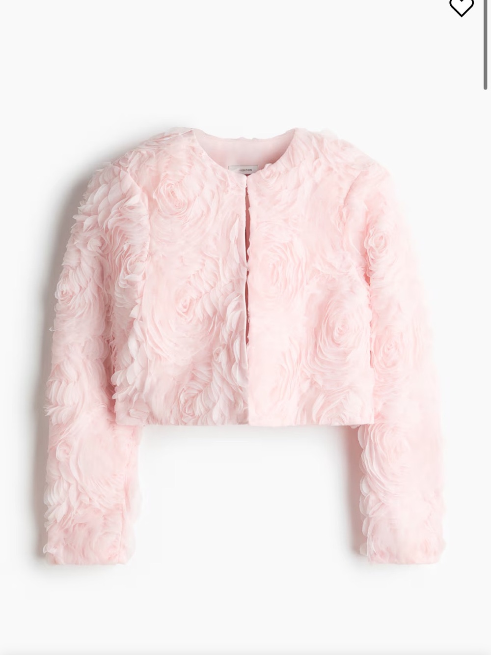 H&M PINK CROPPED APPLIQUÉD JACKET